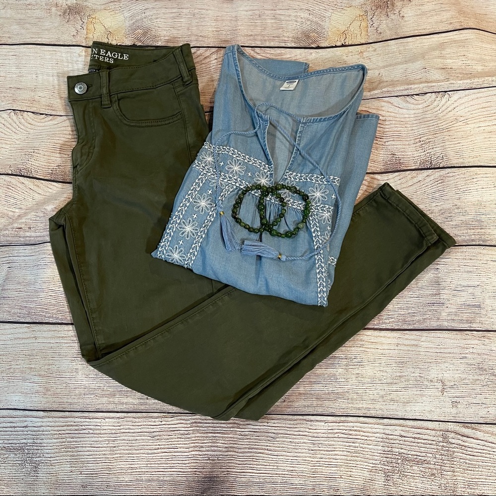 American eagle high-rise jegging 4/27 reg green